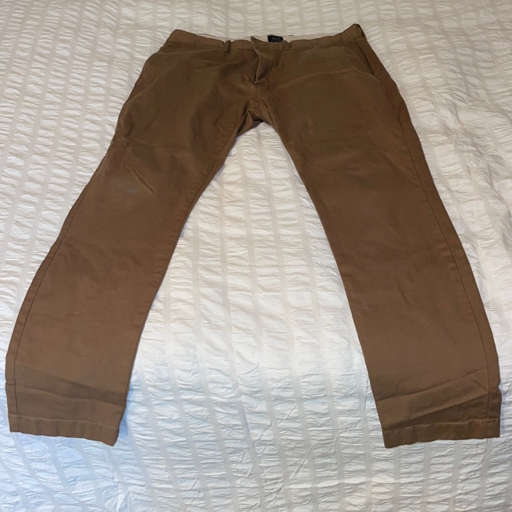 J Crew Stretch Khaki / Chino’s Dark Tan/ Brown Neutral Color Size 35 / 32